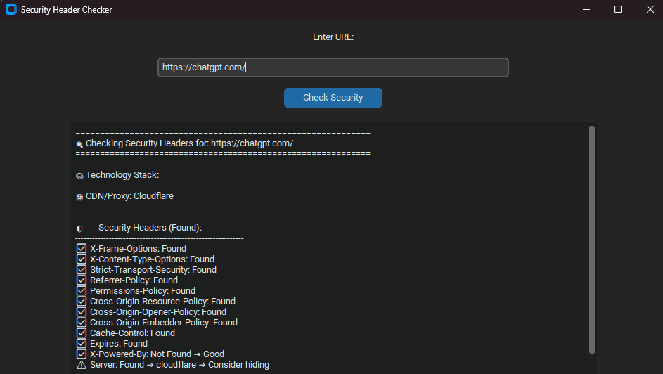 Security Header Checker GUI